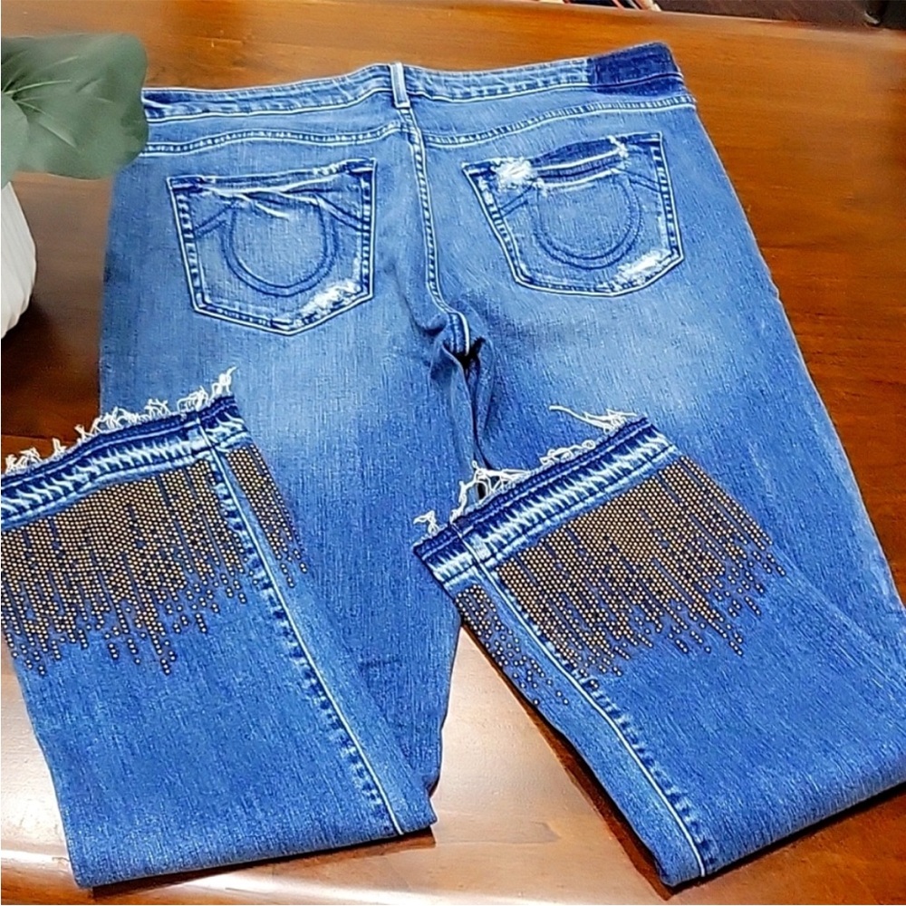 🍂🍁✨True Religion Cora Mid rise straight with beaded ankles